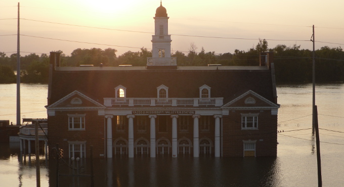 flood inundation of train station