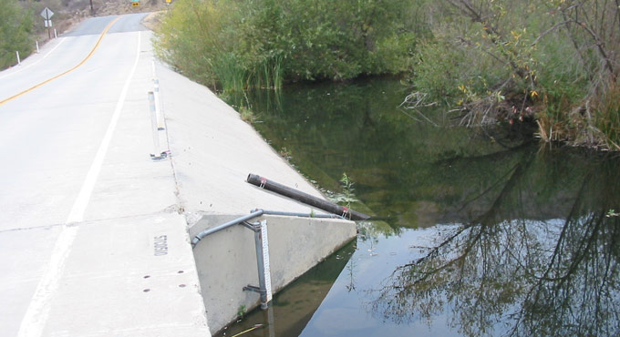 pipe alongside road